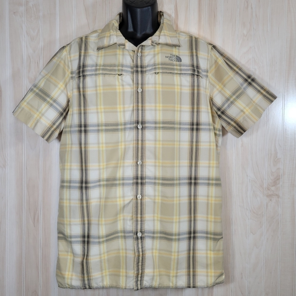 The North Face Yellow Plaid Breathable Outdoor Shirt Sz Lg